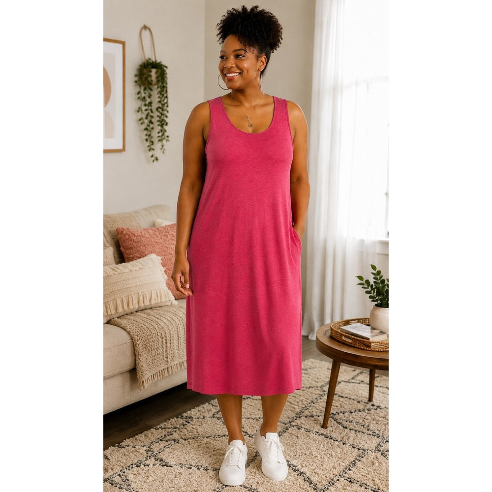 LA Threads Women's XL Pink Sleeveless Scoop Neck Tank Dress